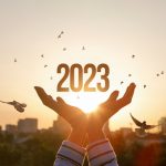 Concept of New Year 2023 with hopes for peace and prosperity.
